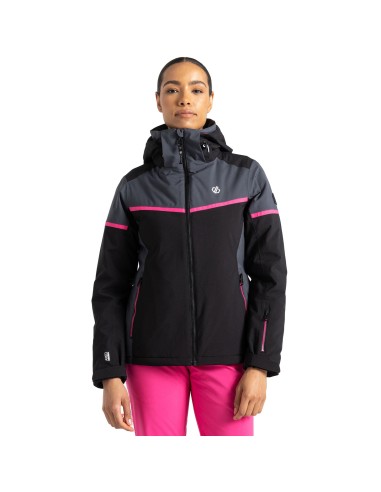 Dare 2b Womens Carving Hooded Waterproof Thermal Ski Jacket - Black/Ebony pas cher chine