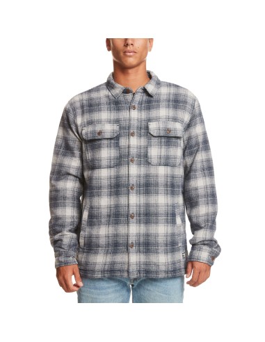 Quiksilver Mens Campus Sherpa Lined Checked Overshirt - Camus votre