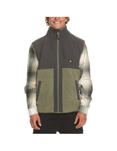 Quiksilver Mens Polar High Neck Fleece Gilet - Thyme Les magasins à Paris