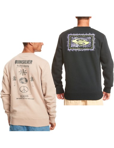 Quiksilver Mens Surf The Earth Crew Neck Sweatshirt le des métaux précieux